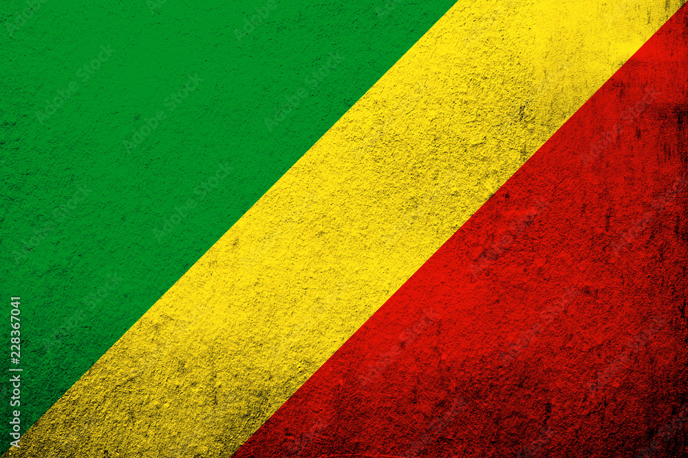 The Republic of the Congo (Congo-Brazzaville) National flag. Grunge Background