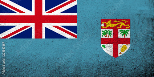 The Republic of Fiji National flag. Grunge background photo