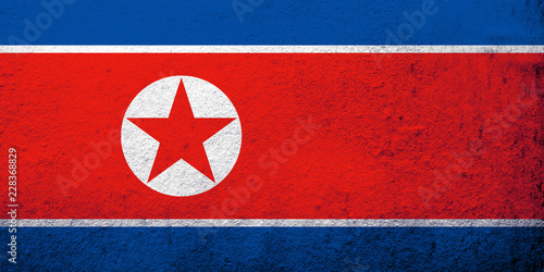 The Democratic People's Republic of Korea (North Korea) National flag. Grunge background