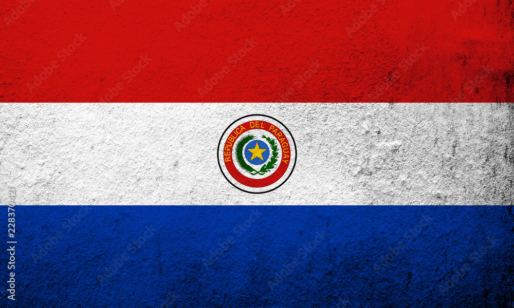 The Republic of Paraguay National flag . Grunge background The Republic of Paraguay National flag . Grunge background