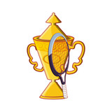 trophy cup with racket tennis