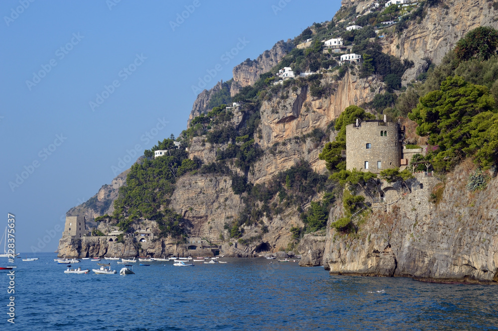 Positano, Saracen towers from the sea