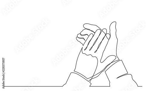 continuous line drawing of hands applauding