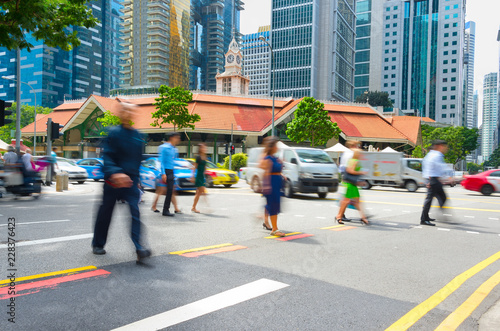 Motioned people crossing road Singapore