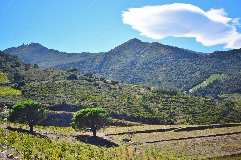 Beautiful landscape high in the mountains on a Sunny day.