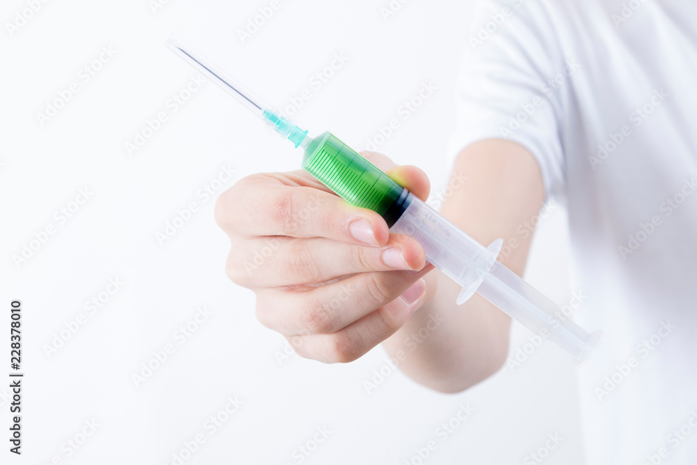 hand syringe of vaccine or antibiotic, medicaments hand syringe of vaccine or antibiotic, medicaments
