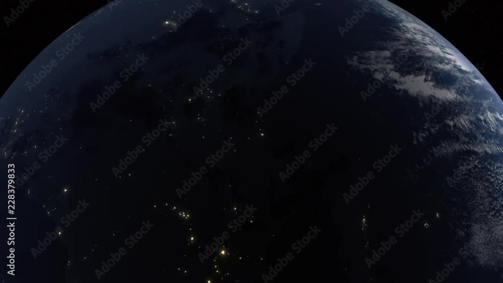 Realistic 3d animated earth showing East Africa at nighttime in 4K resolution Realistic 3d animated earth showing East Africa at nighttime in 4K resolution