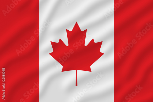 Red and white Canadian flag with a maple leaf in the middle