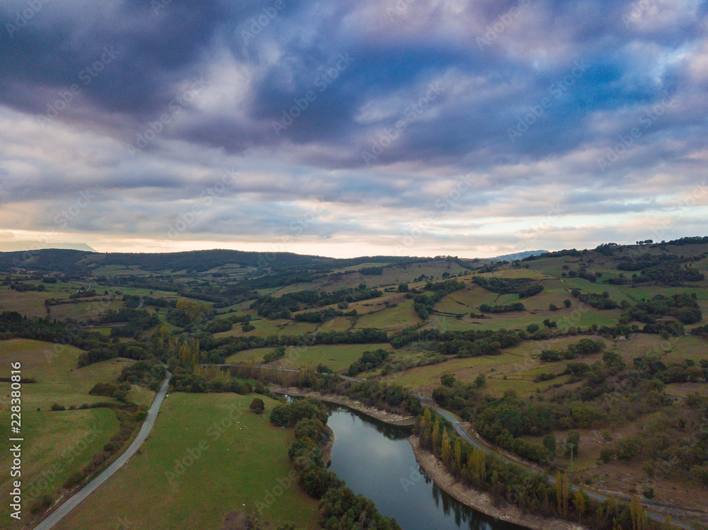 Aerial view of the Maroño reservoir, Basque country