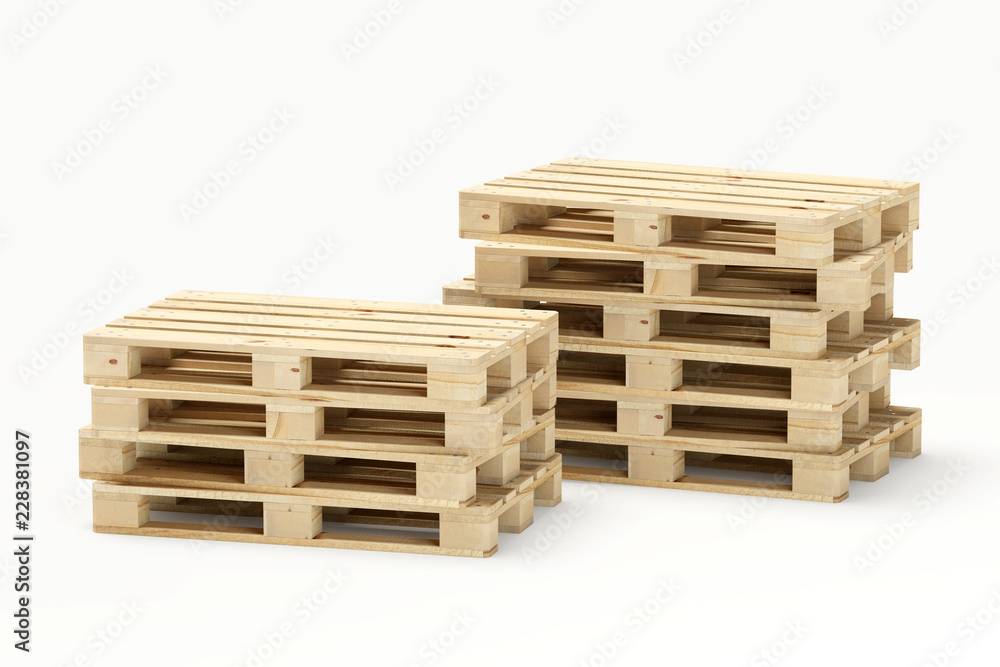 Zwei Stapel Europaletten Holzpaletten - versetzt Zwei Stapel Europaletten Holzpaletten - versetzt