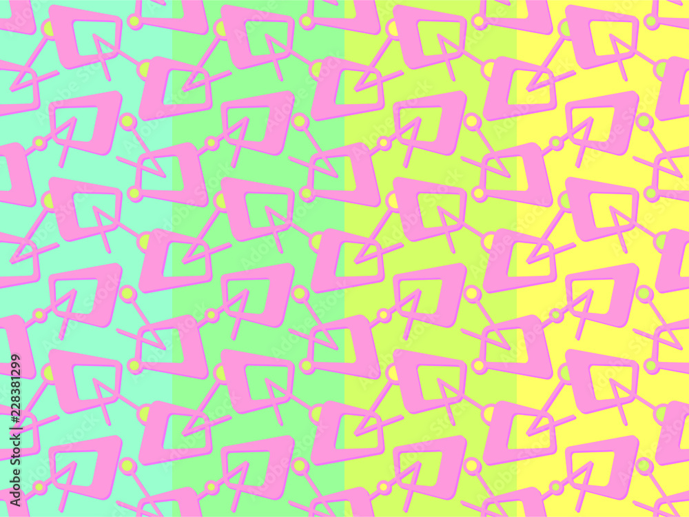 Abstract colorful seamless pattern set. Bright geometric colors in pink, blue, green and yellow colors