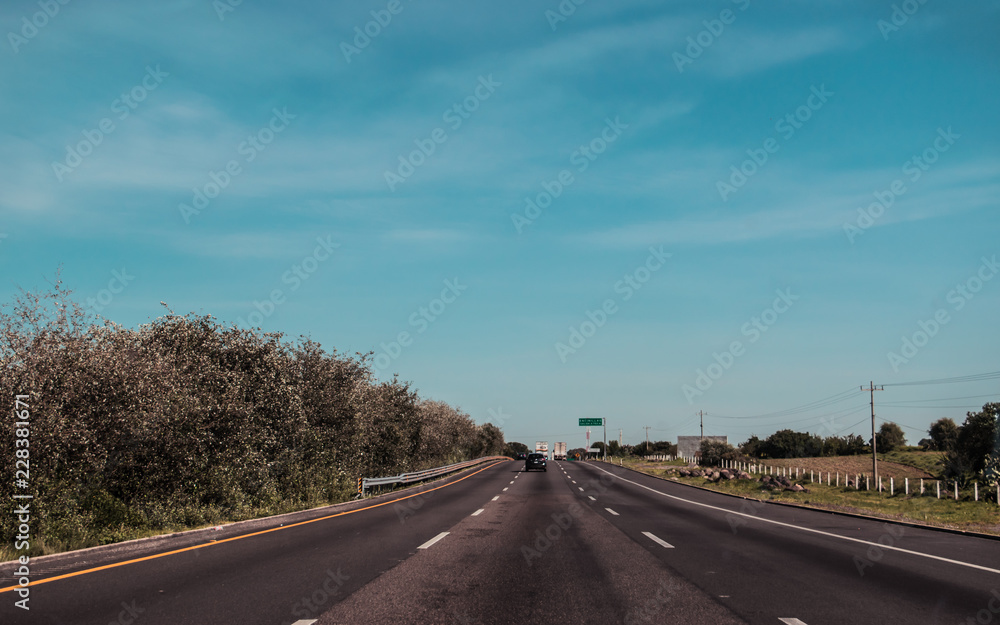 Landscape of a road in Puebla, Mexico
