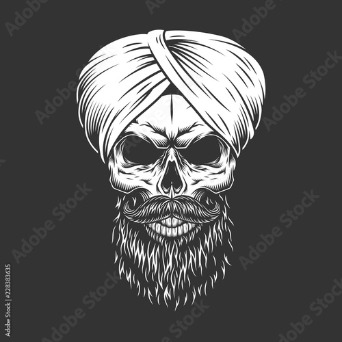 Fototapeta Vintage hindu skull in indian turban