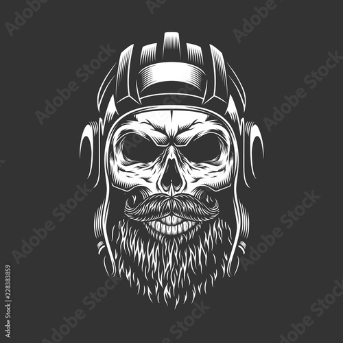 Vintage military skull in tankman helmet