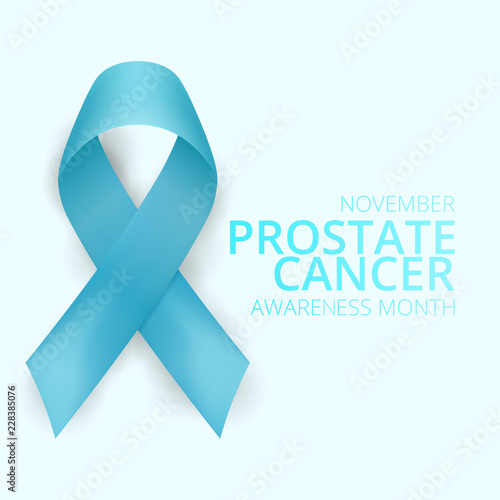 Blue ribbon vector isolated on background. Prostate cancer awareness symbol in november. Realistic b