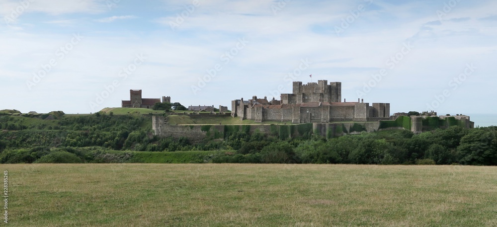 Dover castle - historical fortress - above the English channel in Great Britain