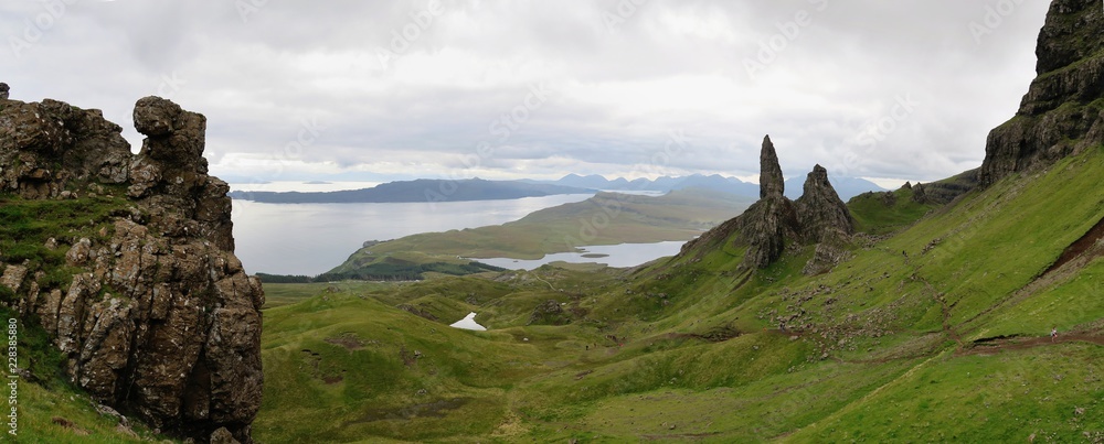 rock formation of Old man of Storr on the island of Skye in Scotland in United Kingdom