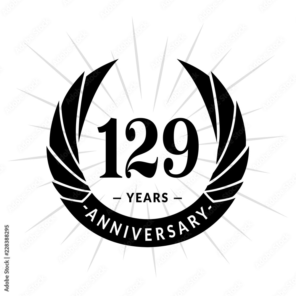 129 years anniversary. Elegant anniversary design. 129 years logo. 129 years anniversary. Elegant anniversary design. 129 years logo.