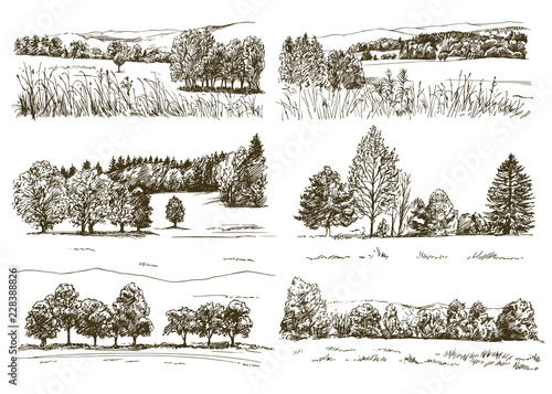 Set of romantic landscapes.