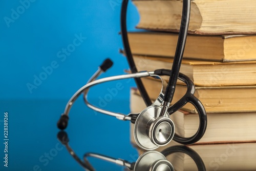 Closeup of a Stethoscope on Books