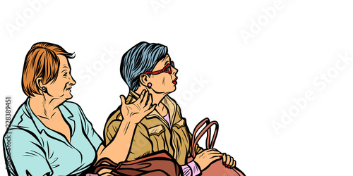 two elderly women discuss