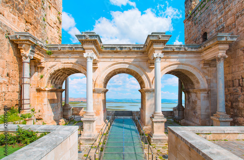Fotografiet View of Hadrian's Gate in old city of Antalya Turkey