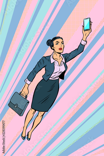 woman businesswoman, superhero flying