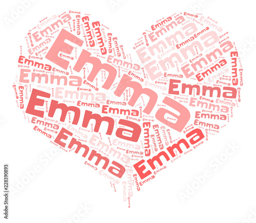 Emma word cloud in heart shape