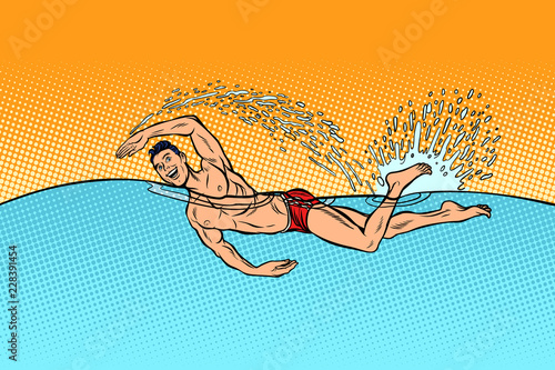 man swimmer swims