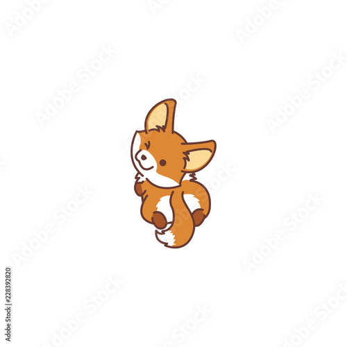 Cute fox looking back and winking, vector illustration