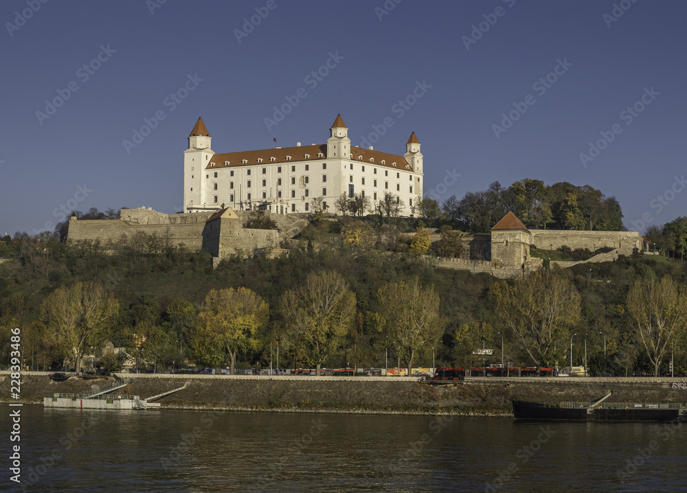 Mighty Bratislava castle over the river Danube, Slovakia