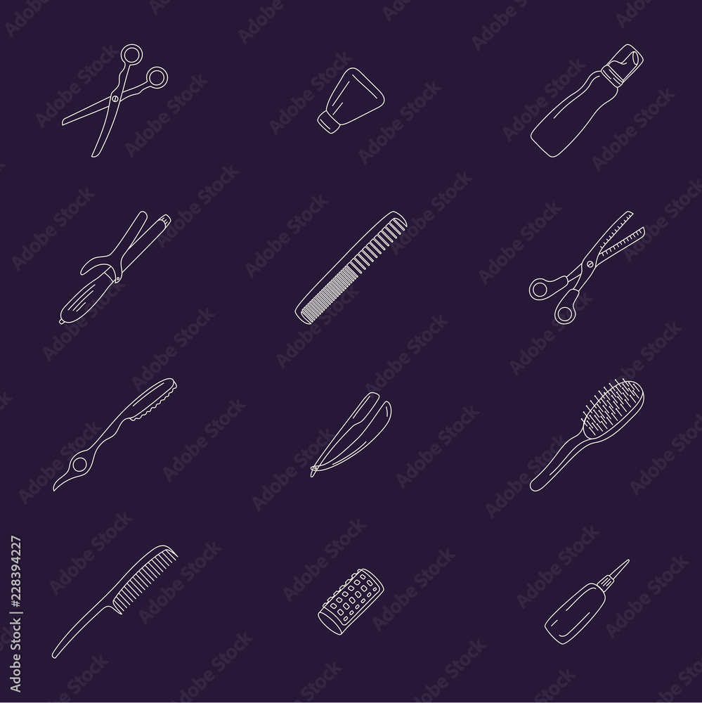 Barber tools icons set Barber tools icons set