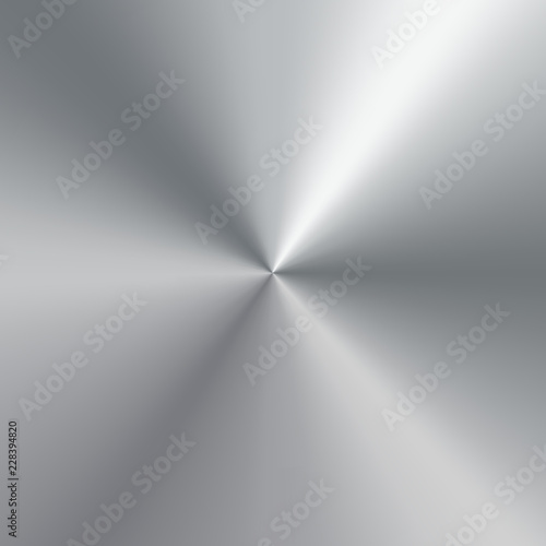 Polished plate metallic conical gradient of silver. Texture background. Vector Illustration