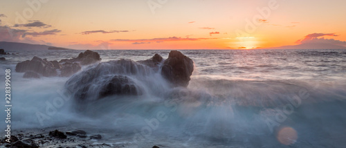 Water flow over coastal rocks on Maui