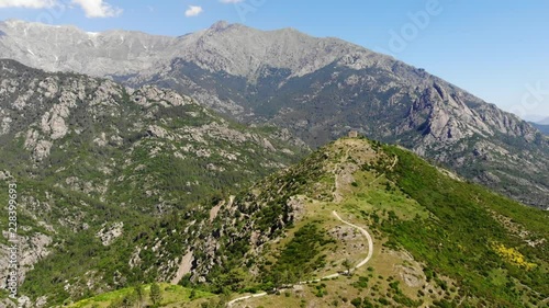 Aerial Drone Footage of an Abandoned Structure (Outpost?) in the Mountains of Corsica, France
