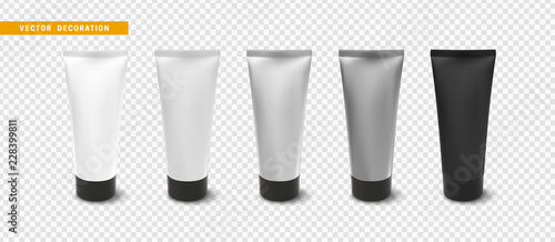 Cream or lotion tube, isolated Mock Up template. Realistic Packaging for Cosmetics. Vector object on transparent background