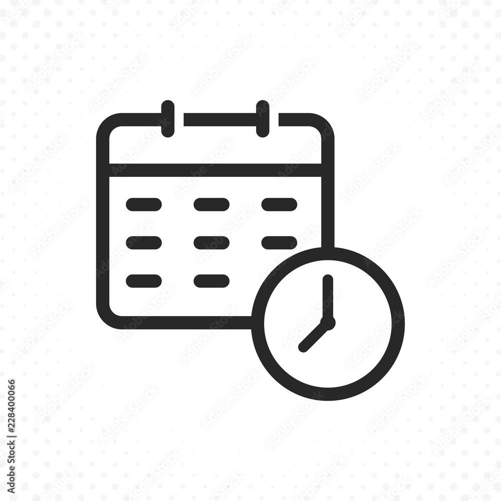 Calendar and clock icon. Calendar icon in trendy flat line style, Icon