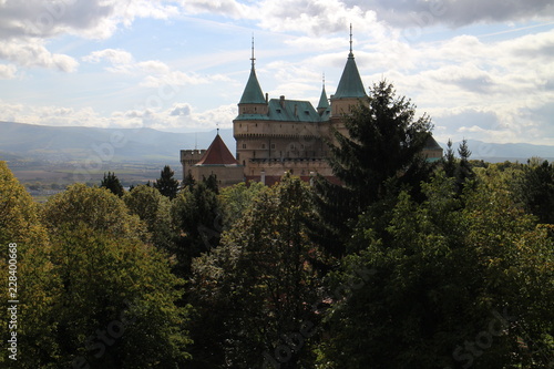 View to romantic Bojnice castle with garden in Bojnice  Slovakia