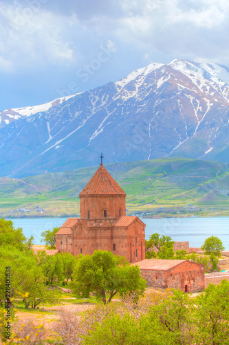 The Armenian Cathedral Church of the Holy Cross in Akdamar Island in Van Lake, Turkey