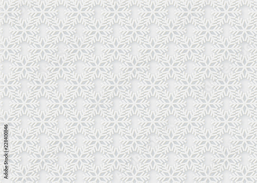 Winter pattern background. Snowflake ornament vector. Geometric 3d shape. Texture traditional Christmas motif
