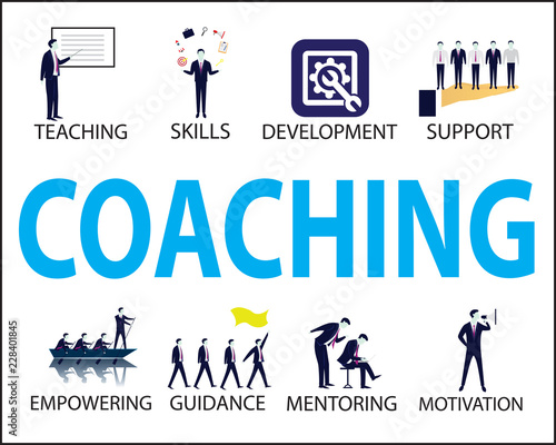 Business Coaching Leadership Mentoring Concept. Vector Illustration