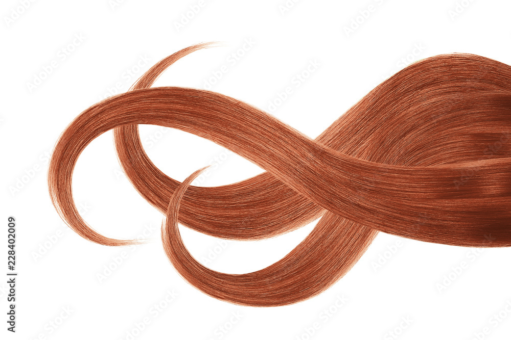 Henna hair, isolated on white background. Long wavy ponytail Henna hair, isolated on white background. Long wavy ponytail