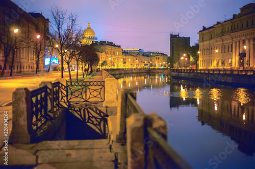 St. Petersburg night landscape with a view of the Moika river
