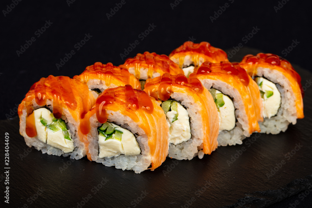 Japanese roll with salmon Japanese roll with salmon