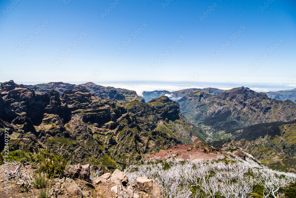 Top point of Pico Ruivo the highest mountain of Madeira island. Madeira best island Europe destination Top point of Pico Ruivo the highest mountain of Madeira island. Madeira best island Europe destination