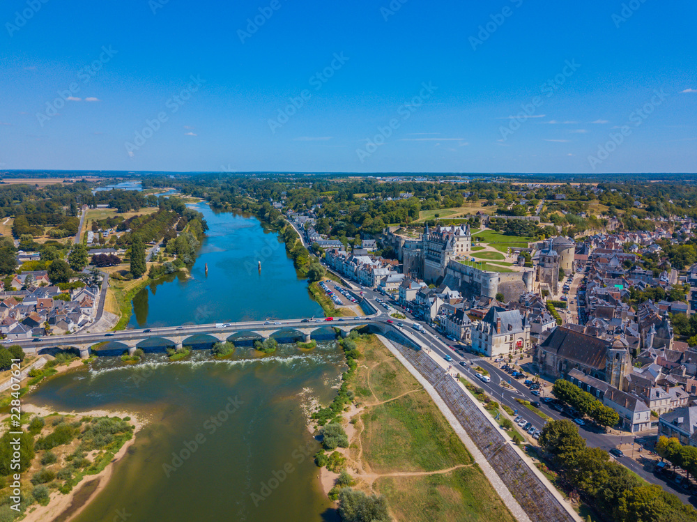 Aerial photography of the castle Amboise, France