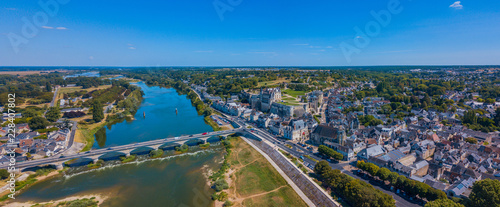 Aerial photography of the castle Amboise  France. Panorama