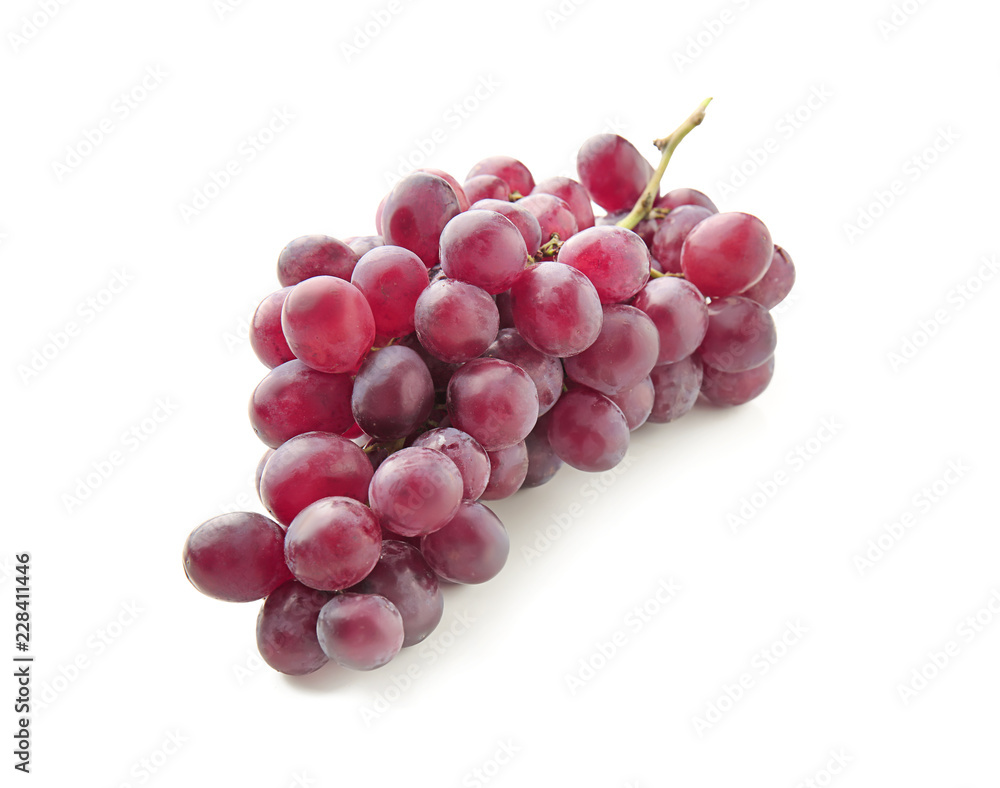 Fresh sweet grapes on white background