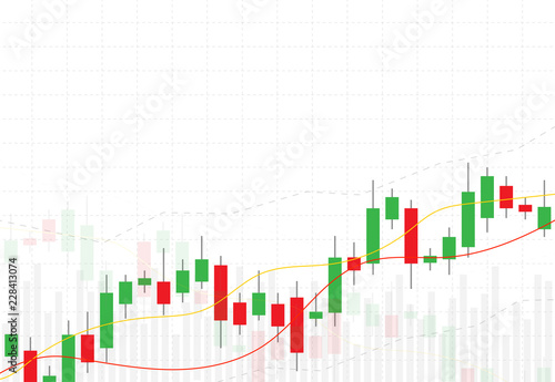 Business candle stick graph chart of stock market investment trading on background design. Bullish point, Trend of graph. Vector illustration