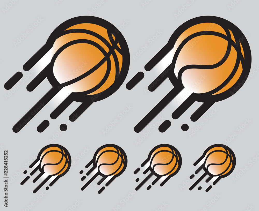 basketball orange and black Logo / Icon sports ball in motion blurs and lines effects